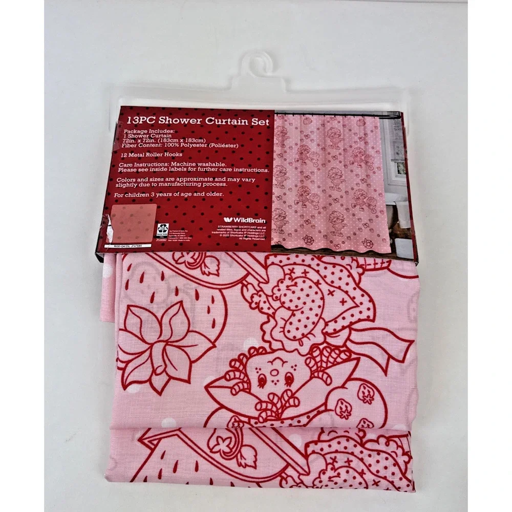 Strawberry Shortcake 13 Piece Shower Curtain Set 12 Metal Hooks 72